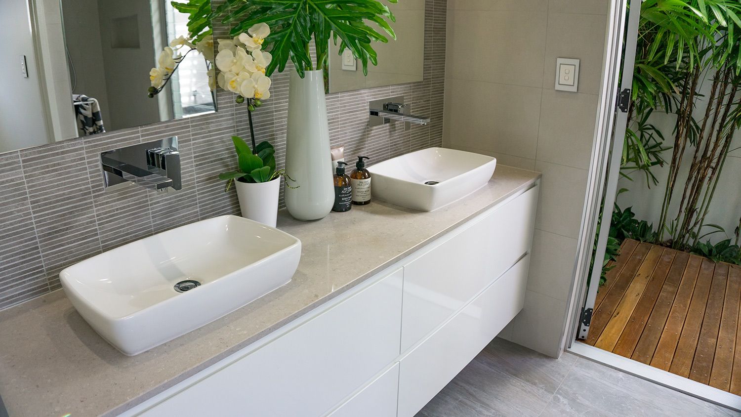 Clamshell Quartz Vanity