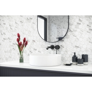 Cararra White Hexagon Mosaic